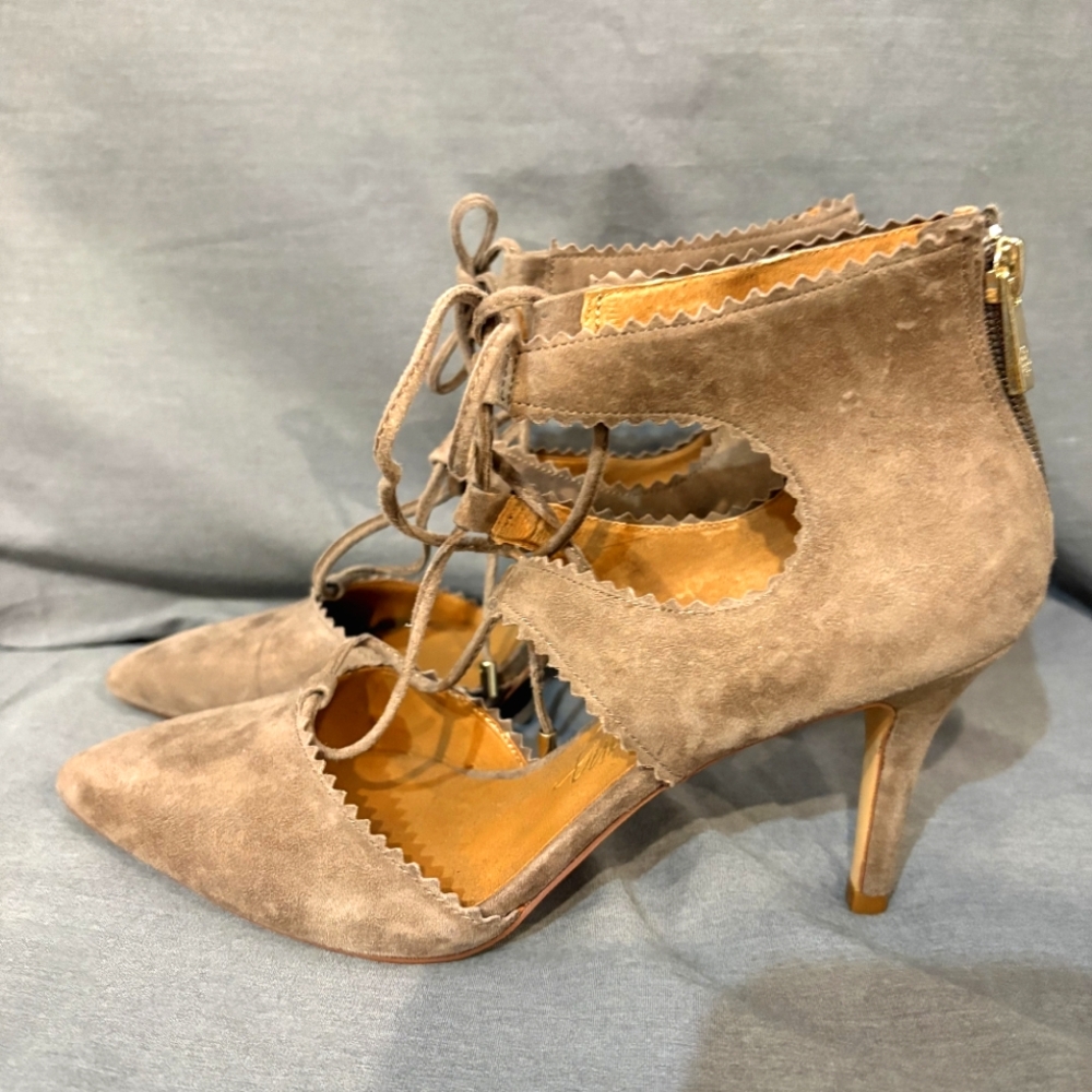 Arturo Chiang Tan Heels with Lace-Up Design